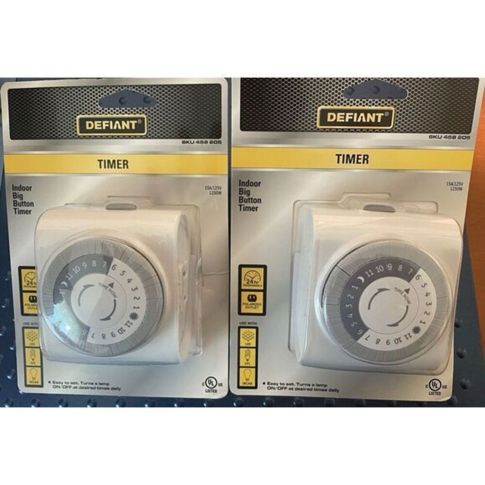 Defiant Indoor Big Button Timer, Indoor Plug-In 24 Hour‎ Programmable - Set Of 2